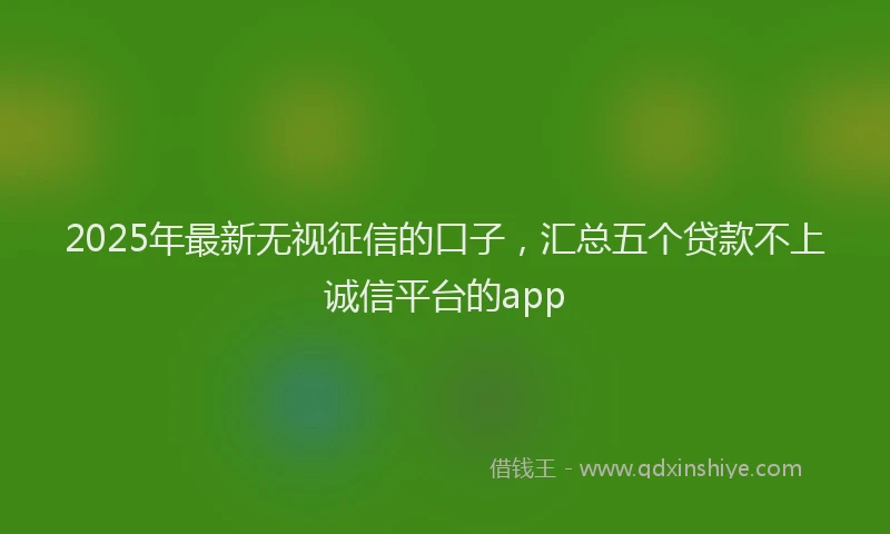 2025年最新无视征信的口子，汇总五个贷款不上诚信平台的app