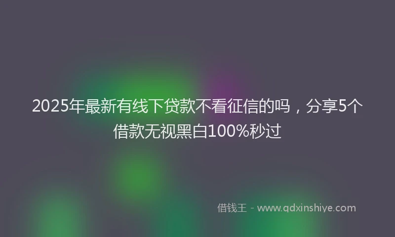 2025年最新有线下贷款不看征信的吗，分享5个借款无视黑白100%秒过