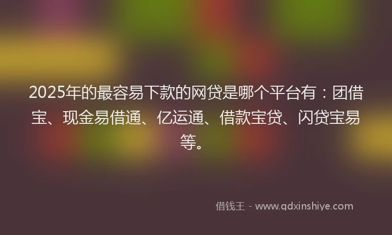 2025年的最容易下款的网贷是哪个平台有：团借宝、现金易借通、亿运通、借款宝贷、闪贷宝易等。