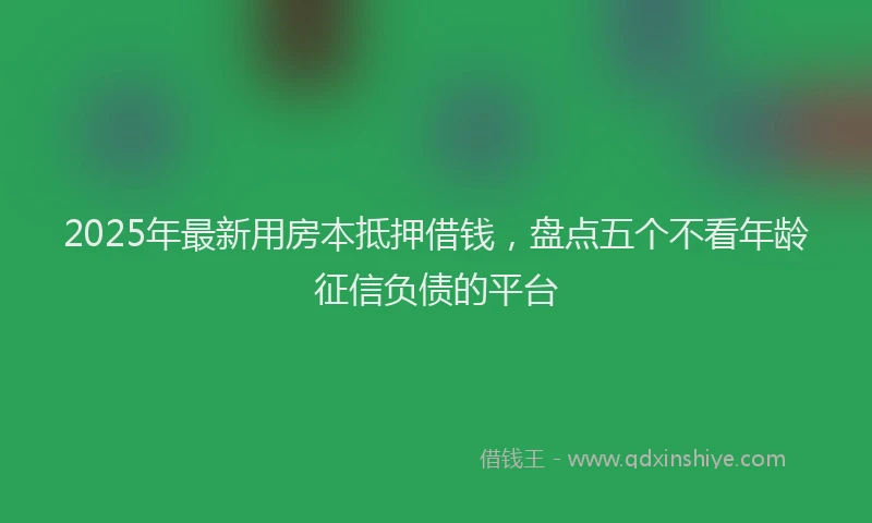 2025年最新用房本抵押借钱，盘点五个不看年龄征信负债的平台