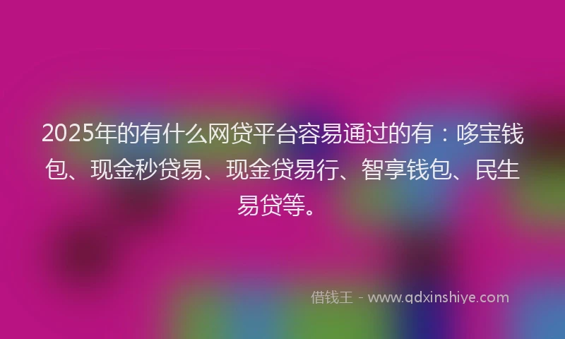 2025年的有什么网贷平台容易通过的有：哆宝钱包、现金秒贷易、现金贷易行、智享钱包、民生易贷等。