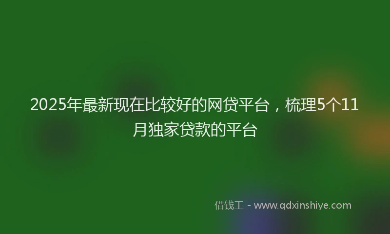 2025年最新现在比较好的网贷平台，梳理5个11月独家贷款的平台