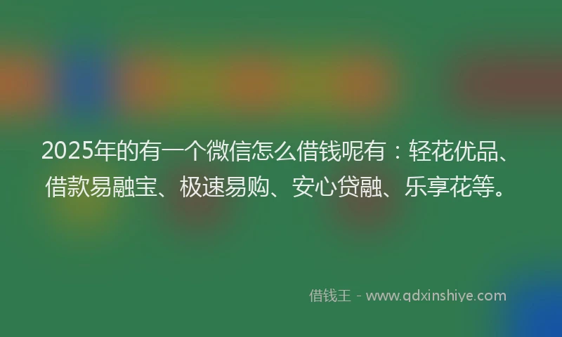 2025年的有一个微信怎么借钱呢有：轻花优品、借款易融宝、极速易购、安心贷融、乐享花等。