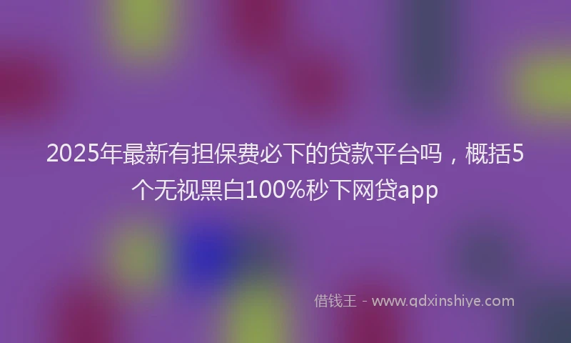 2025年最新有担保费必下的贷款平台吗，概括5个无视黑白100%秒下网贷app