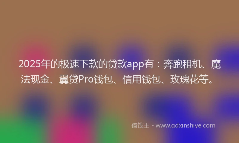 2025年的极速下款的贷款app有：奔跑租机、魔法现金、翼贷Pro钱包、信用钱包、玫瑰花等。