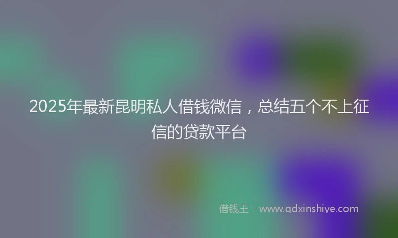 2025年最新昆明私人借钱微信，总结五个不上征信的贷款平台