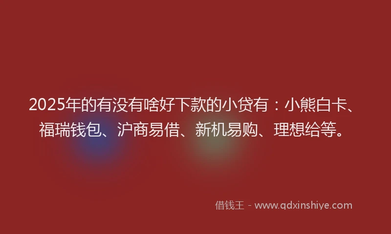 2025年的有没有啥好下款的小贷有：小熊白卡、福瑞钱包、沪商易借、新机易购、理想给等。