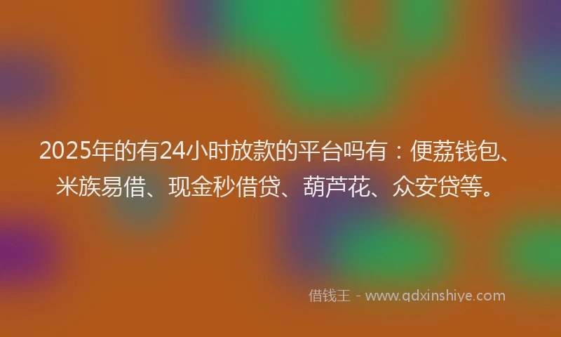 2025年的有24小时放款的平台吗有：便荔钱包、米族易借、现金秒借贷、葫芦花、众安贷等。