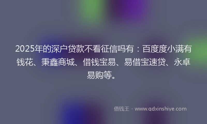 2025年的深户贷款不看征信吗有：百度度小满有钱花、秉鑫商城、借钱宝易、易借宝速贷、永卓易购等。