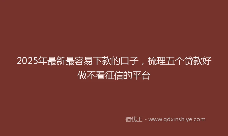 2025年最新最容易下款的口子，梳理五个贷款好做不看征信的平台