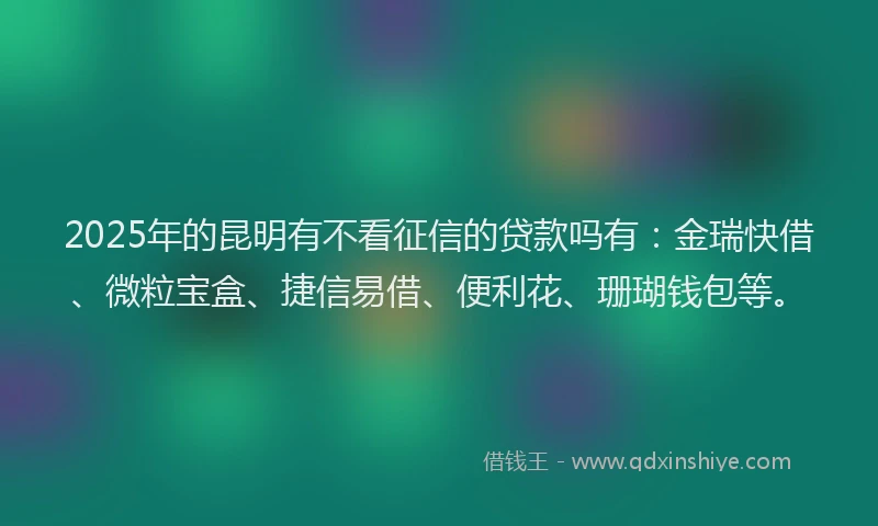 2025年的昆明有不看征信的贷款吗有：金瑞快借、微粒宝盒、捷信易借、便利花、珊瑚钱包等。
