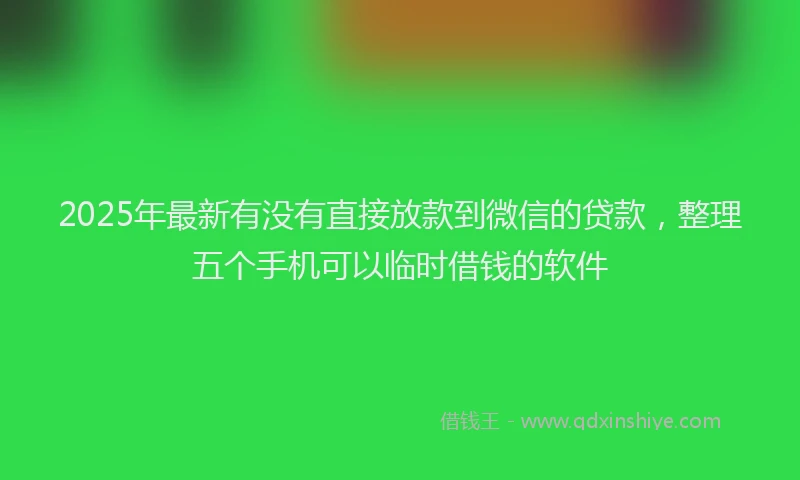 2025年最新有没有直接放款到微信的贷款，整理五个手机可以临时借钱的软件