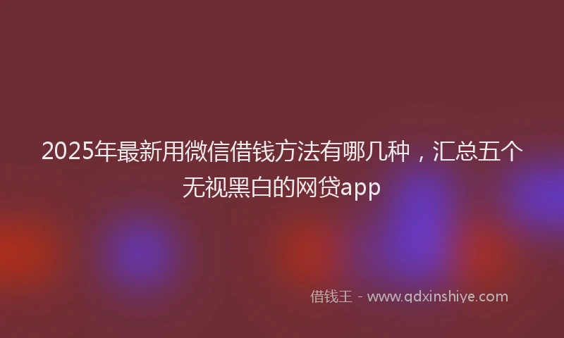 2025年最新用微信借钱方法有哪几种，汇总五个无视黑白的网贷app