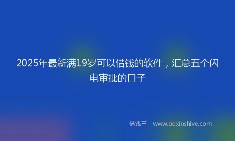 2025年最新满19岁可以借钱的软件，汇总五个闪电审批的口子