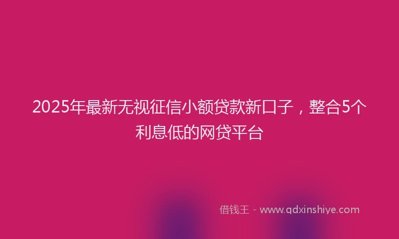 2025年最新无视征信小额贷款新口子，整合5个利息低的网贷平台