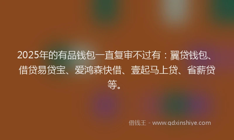 2025年的有品钱包一直复审不过有：翼贷钱包、借贷易贷宝、爱鸿森快借、壹起马上贷、省薪贷等。