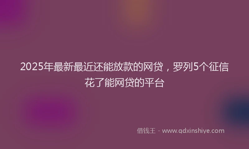 2025年最新最近还能放款的网贷，罗列5个征信花了能网贷的平台