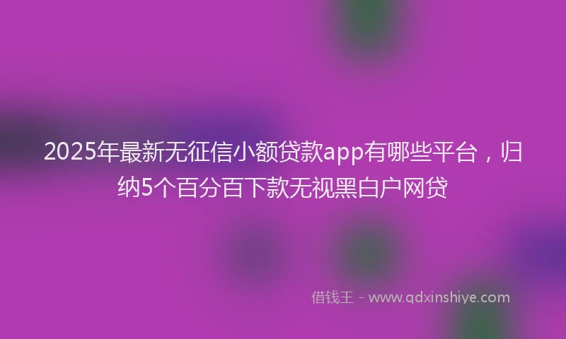 2025年最新无征信小额贷款app有哪些平台，归纳5个百分百下款无视黑白户网贷
