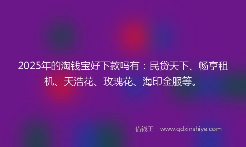 2025年的淘钱宝好下款吗有：民贷天下、畅享租机、天浩花、玫瑰花、海印金服等。