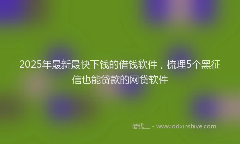 2025年最新最快下钱的借钱软件，梳理5个黑征信也能贷款的网贷软件