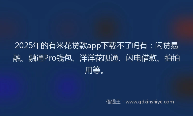 2025年的有米花贷款app下载不了吗有：闪贷易融、融通Pro钱包、洋洋花呗通、闪电借款、拍拍用等。