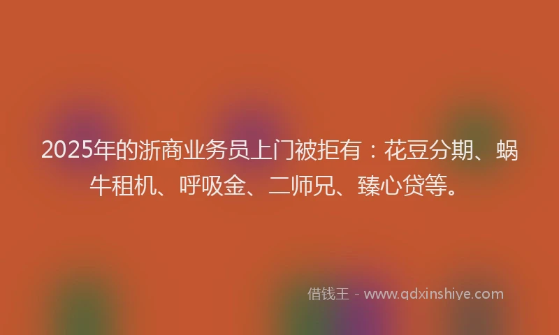2025年的浙商业务员上门被拒有：花豆分期、蜗牛租机、呼吸金、二师兄、臻心贷等。