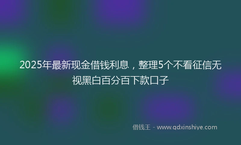 2025年最新现金借钱利息，整理5个不看征信无视黑白百分百下款口子