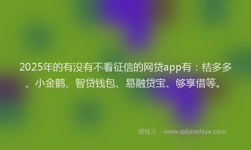2025年的有没有不看征信的网贷app有：桔多多、小金鹤、智贷钱包、易融贷宝、够享借等。