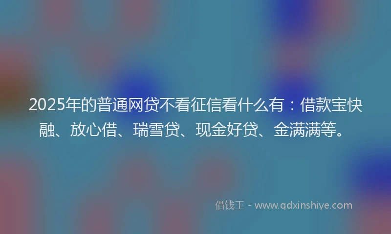 2025年的普通网贷不看征信看什么有：借款宝快融、放心借、瑞雪贷、现金好贷、金满满等。