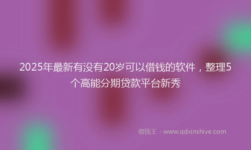 2025年最新有没有20岁可以借钱的软件，整理5个高能分期贷款平台新秀