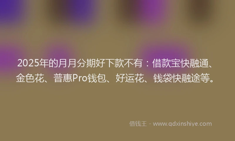 2025年的月月分期好下款不有：借款宝快融通、金色花、普惠Pro钱包、好运花、钱袋快融途等。