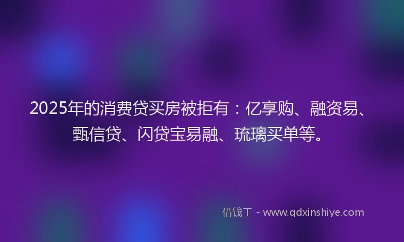 2025年的消费贷买房被拒有：亿享购、融资易、甄信贷、闪贷宝易融、琉璃买单等。
