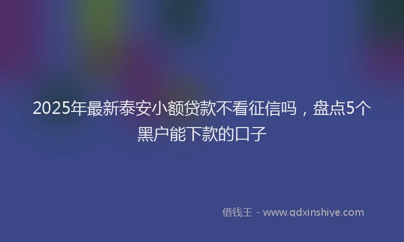 2025年最新泰安小额贷款不看征信吗，盘点5个黑户能下款的口子