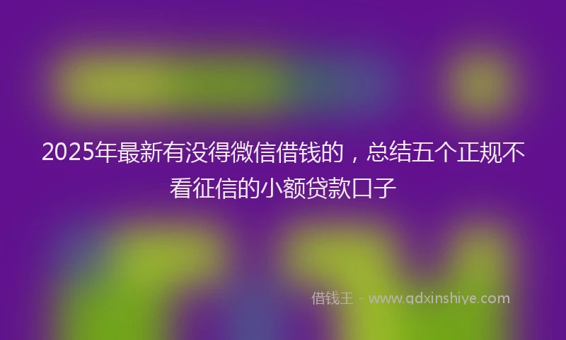 2025年最新有没得微信借钱的，总结五个正规不看征信的小额贷款口子