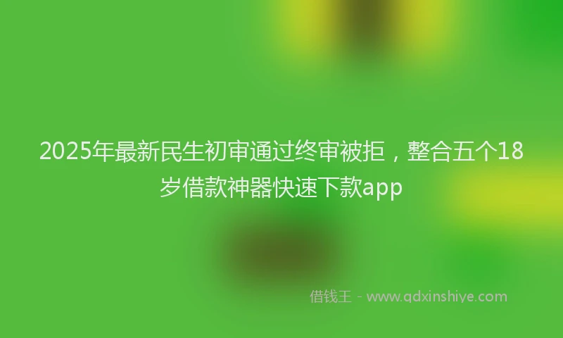 2025年最新民生初审通过终审被拒，整合五个18岁借款神器快速下款app