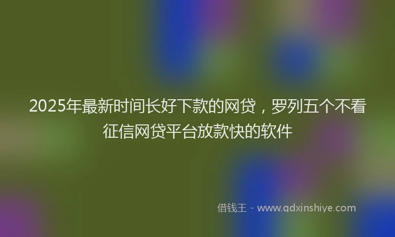 2025年最新时间长好下款的网贷，罗列五个不看征信网贷平台放款快的软件