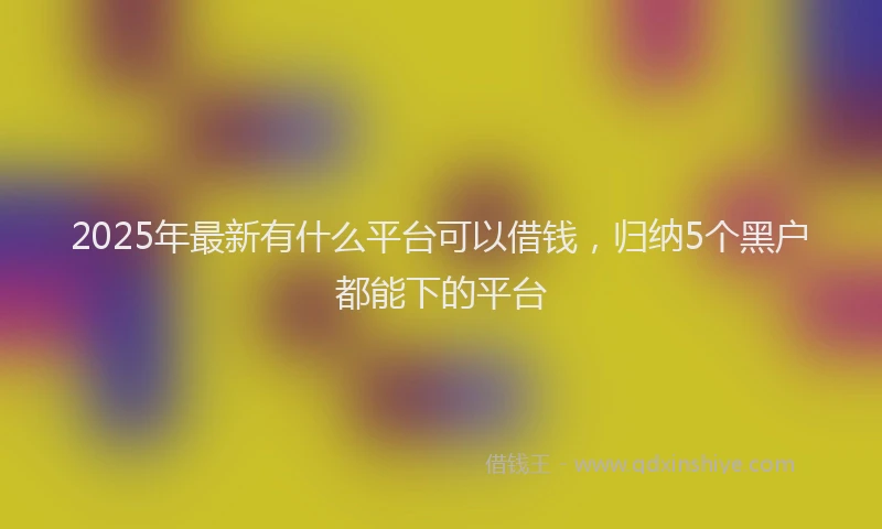 2025年最新有什么平台可以借钱，归纳5个黑户都能下的平台