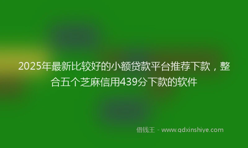 2025年最新比较好的小额贷款平台推荐下款，整合五个芝麻信用439分下款的软件