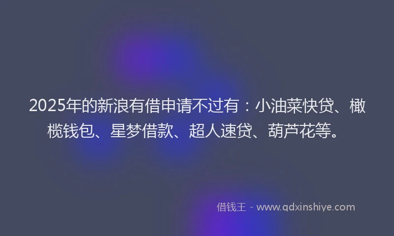 2025年的新浪有借申请不过有：小油菜快贷、橄榄钱包、星梦借款、超人速贷、葫芦花等。