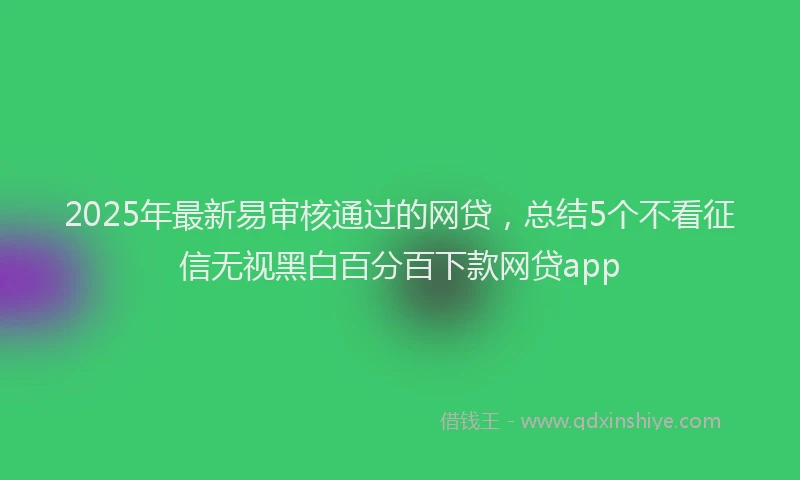 2025年最新易审核通过的网贷，总结5个不看征信无视黑白百分百下款网贷app