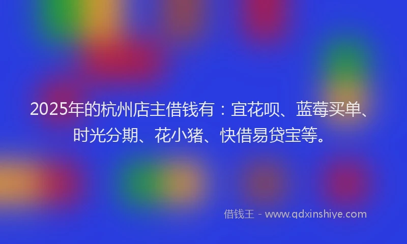 2025年的杭州店主借钱有：宜花呗、蓝莓买单、时光分期、花小猪、快借易贷宝等。