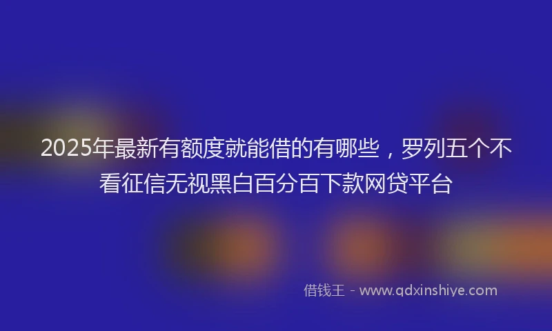2025年最新有额度就能借的有哪些，罗列五个不看征信无视黑白百分百下款网贷平台