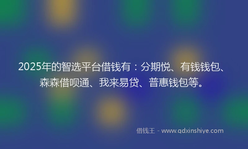 2025年的智选平台借钱有：分期悦、有钱钱包、森森借呗通、我来易贷、普惠钱包等。