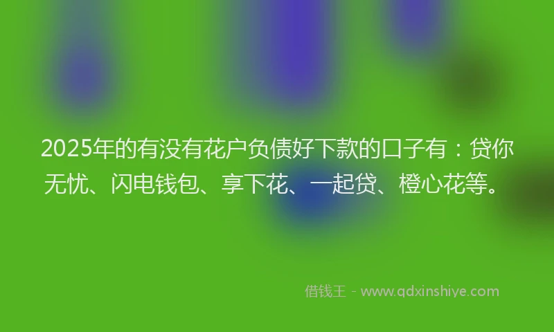 2025年的有没有花户负债好下款的口子有：贷你无忧、闪电钱包、享下花、一起贷、橙心花等。