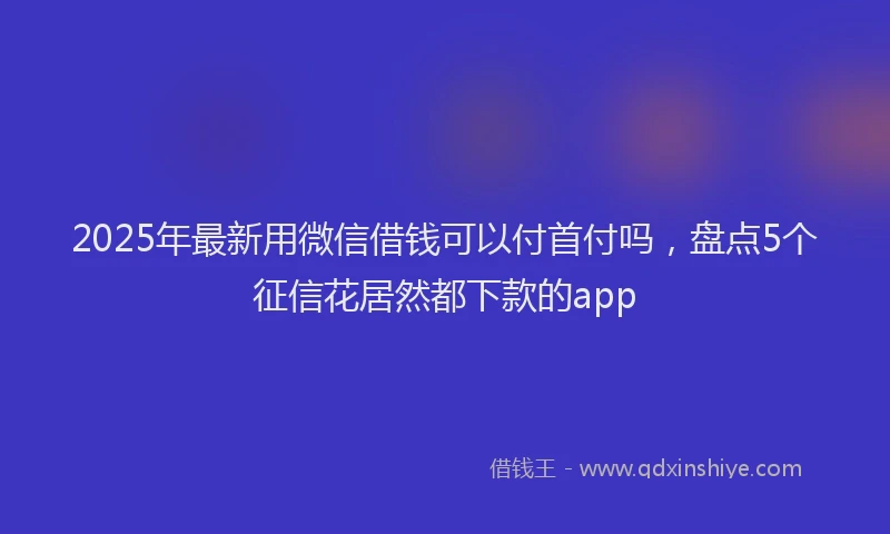 2025年最新用微信借钱可以付首付吗，盘点5个征信花居然都下款的app