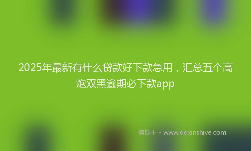 2025年最新有什么贷款好下款急用，汇总五个高炮双黑逾期必下款app