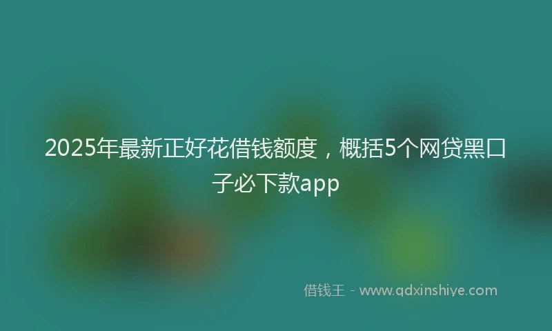 2025年最新正好花借钱额度，概括5个网贷黑口子必下款app