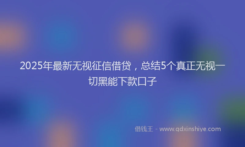 2025年最新无视征信借贷，总结5个真正无视一切黑能下款口子