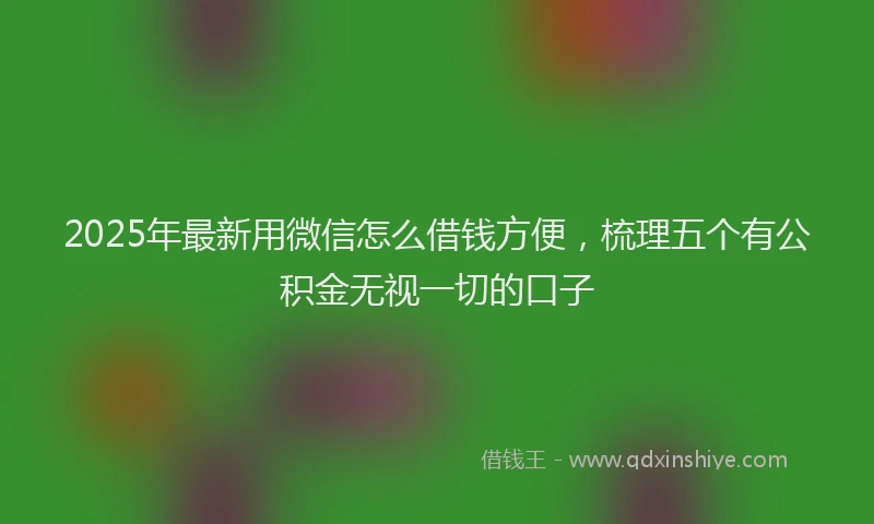 2025年最新用微信怎么借钱方便，梳理五个有公积金无视一切的口子