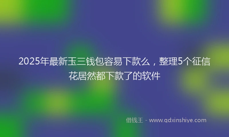 2025年最新玉三钱包容易下款么，整理5个征信花居然都下款了的软件